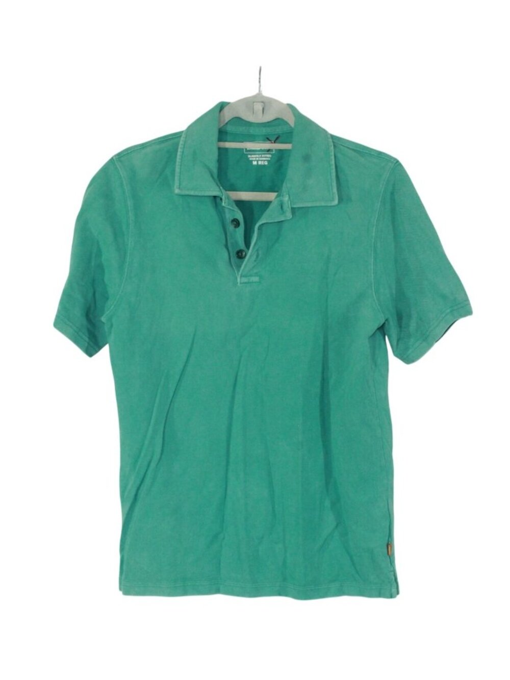 LL Bean Green Cotton Slightly Fitted Short Sleeve Polo Shirt Size Medium